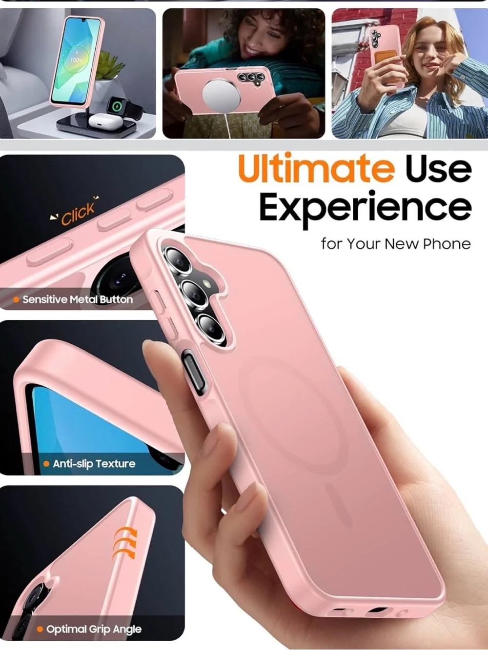 Pink Phone Case with MagSafe Compatibility - for Samsung Galaxy A16